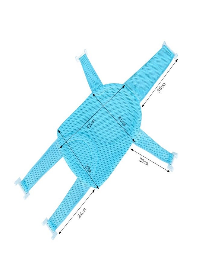 IBLUELOVER Baby Bath Seat Support Net Infant Bathing Support Mat Newborn Bath Tub Seat Cushion Pad with Five Safety Support Corner Adjustable Mesh Bathtub Sling Non Slip Shower Pad for 0-18 Months (Blue) - Image 2